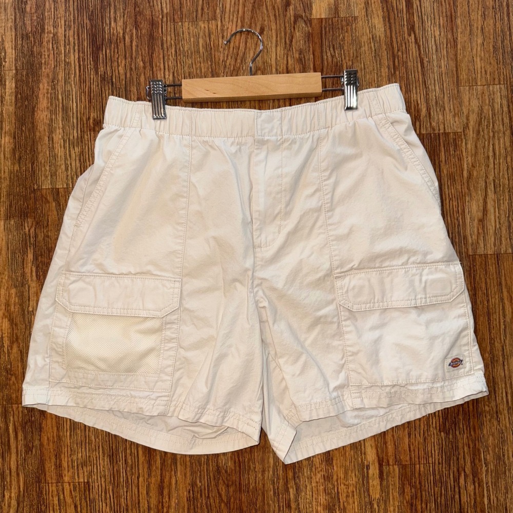 Dickies Cargo Shorts Beige Utility Workwear Outdoor Pockets Size 38 Men's
